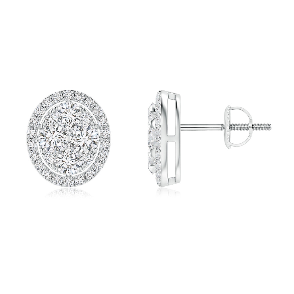 3.2mm HSI2 Oval Composite Diamond Halo Studs in White Gold