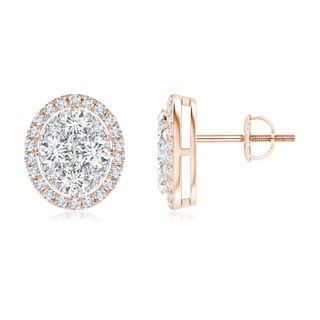 3.5mm GVS2 Oval Composite Diamond Halo Studs in Rose Gold