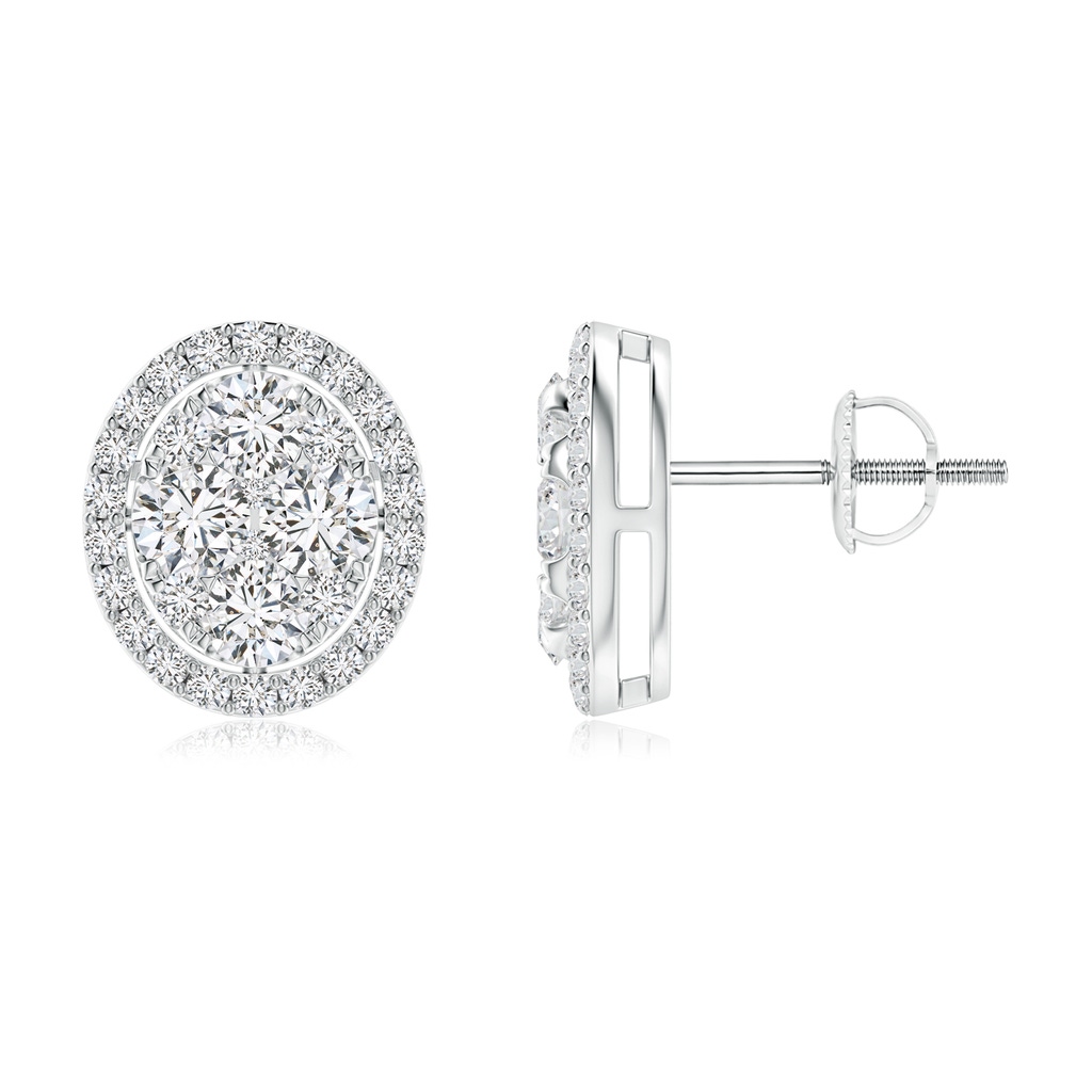 3.5mm HSI2 Oval Composite Diamond Halo Studs in White Gold