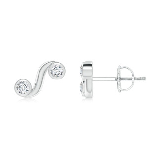 1.9mm GVS2 Bezel-Set Diamond Two Stone Wave Stud Earrings in P950 Platinum