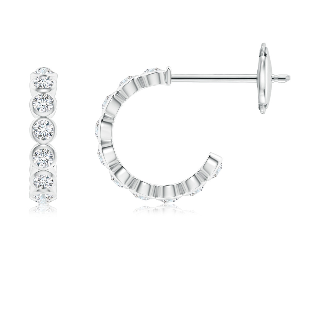 1.8mm GVS2 Bezel-Set Diamond Huggie Hoop Earrings in 18K White Gold