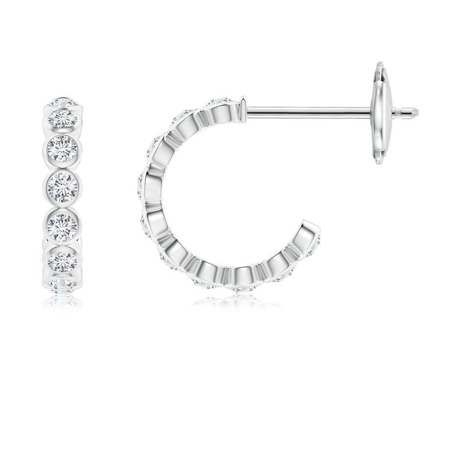 1.8mm GVS2 Bezel-Set Diamond Huggie Hoop Earrings in 18K White Gold 