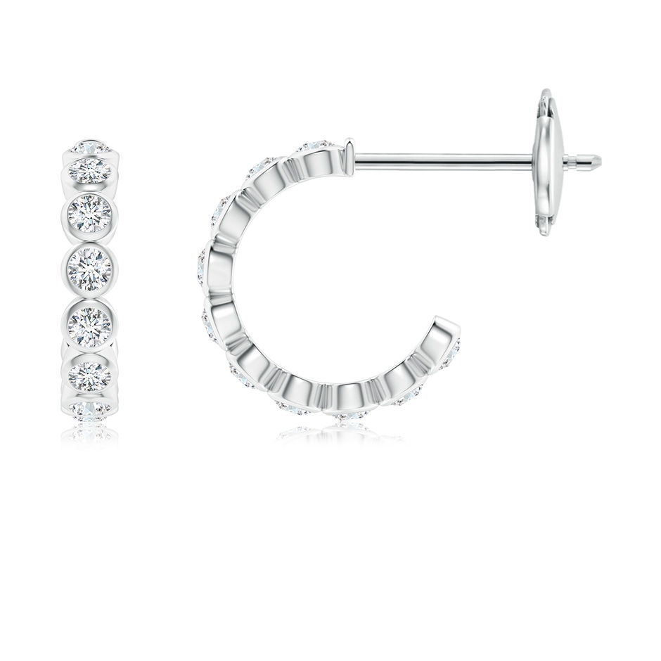 1.8mm GVS2 Bezel-Set Diamond Huggie Hoop Earrings in White Gold 