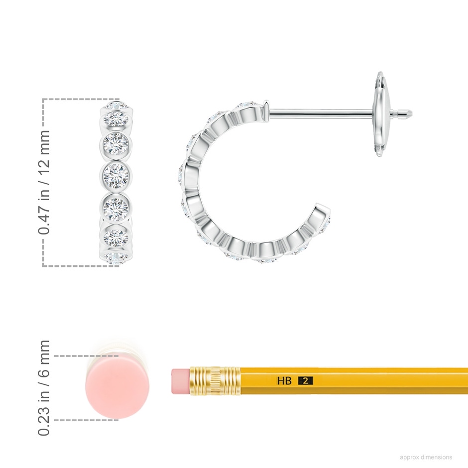 1.8mm GVS2 Bezel-Set Diamond Huggie Hoop Earrings in White Gold ruler