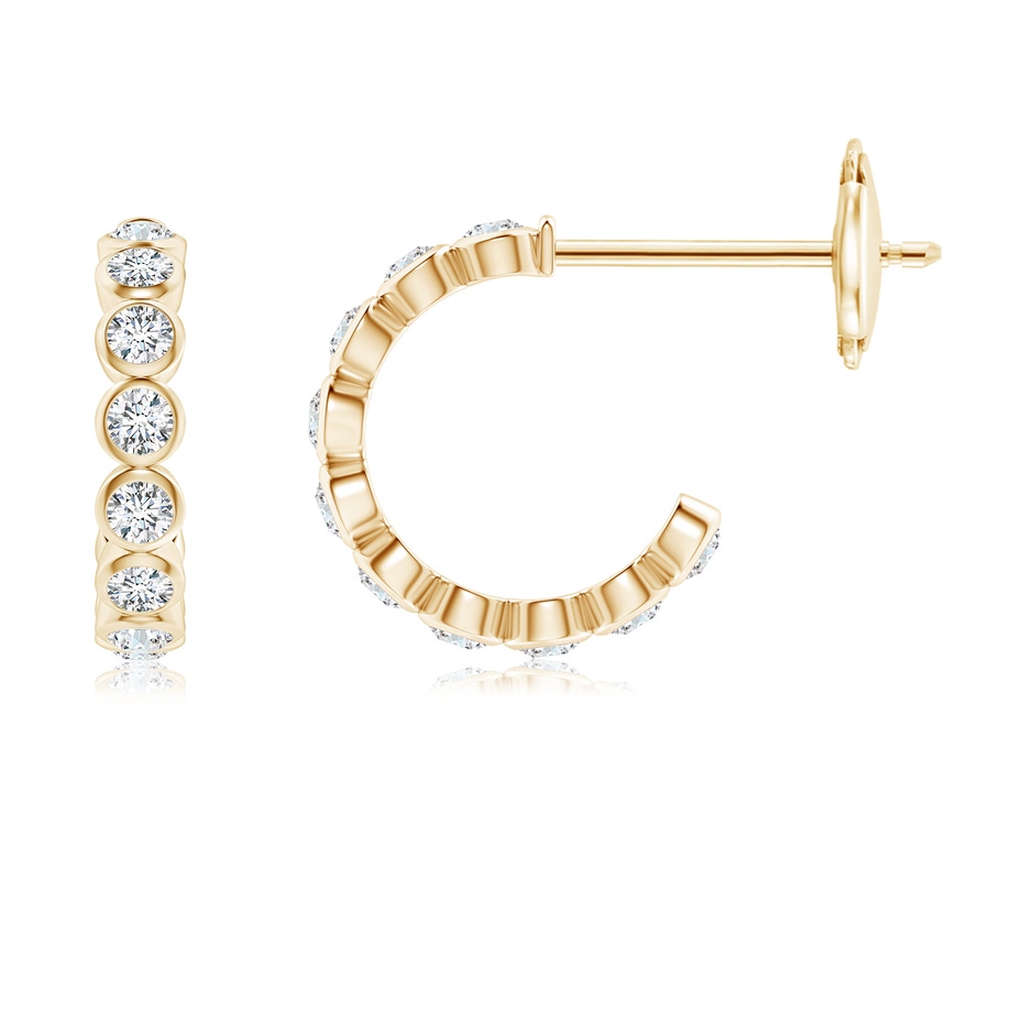 1.8mm GVS2 Bezel-Set Diamond Huggie Hoop Earrings in Yellow Gold 