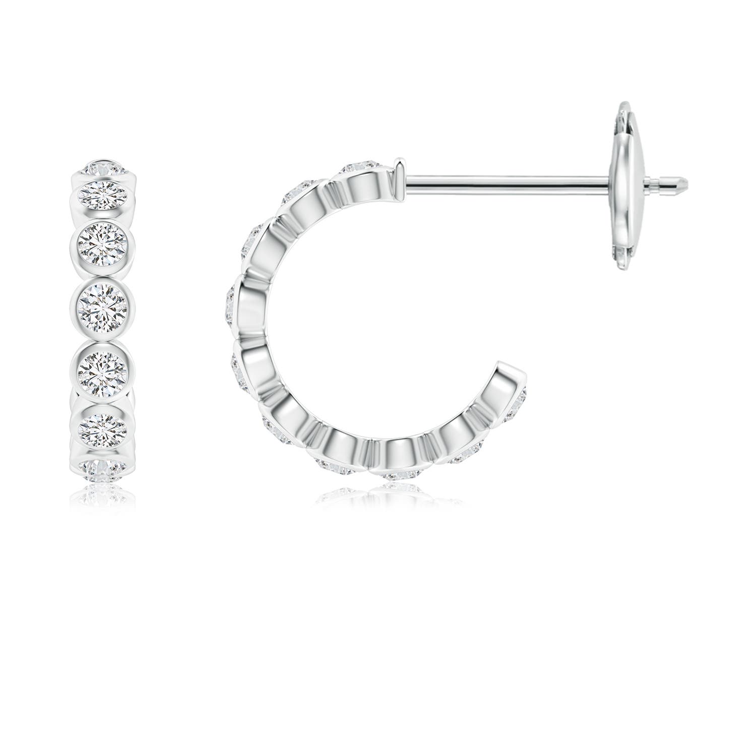 1.8mm HSI2 Bezel-Set Diamond Huggie Hoop Earrings in 18K White Gold