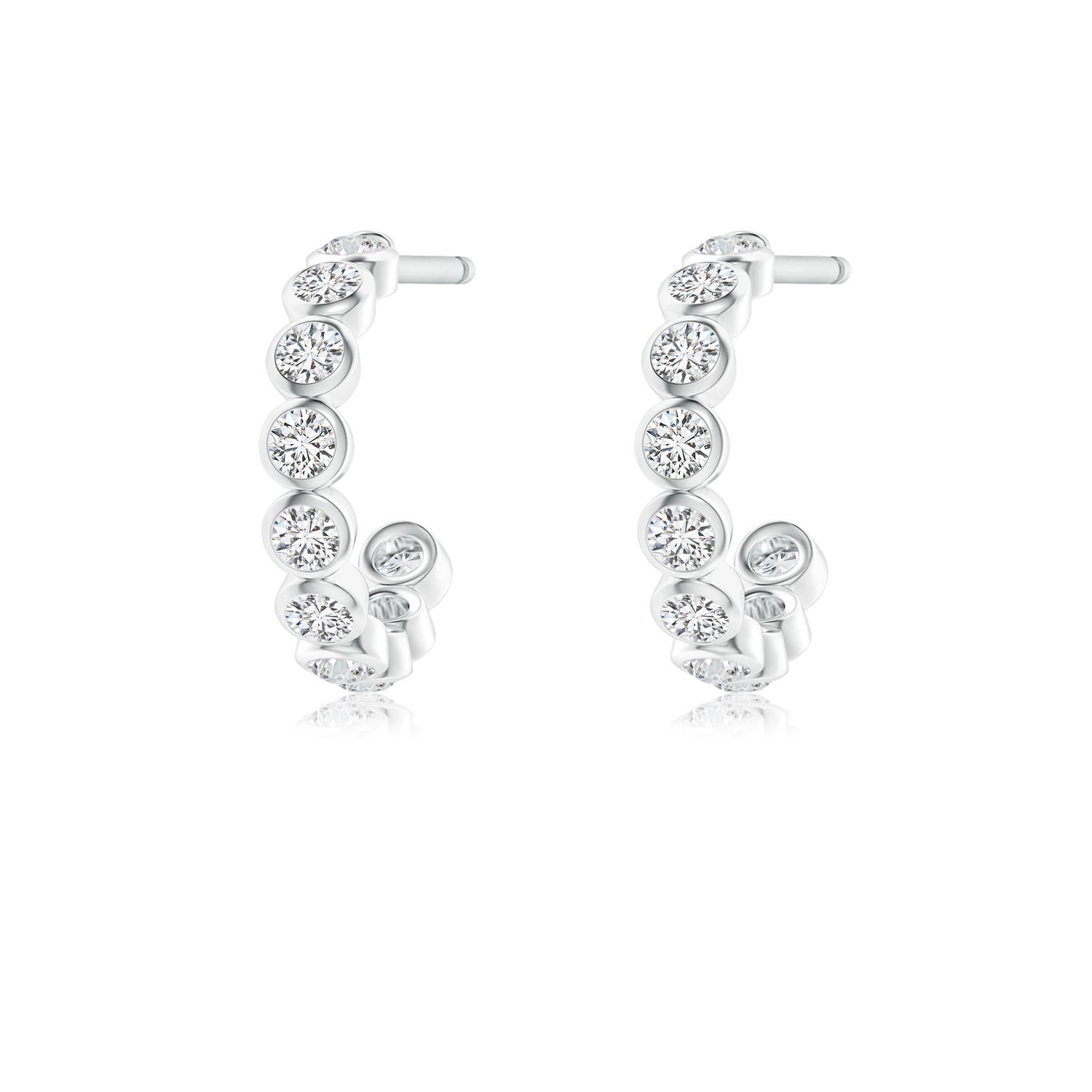 1.8mm HSI2 Bezel-Set Diamond Huggie Hoop Earrings in 18K White Gold