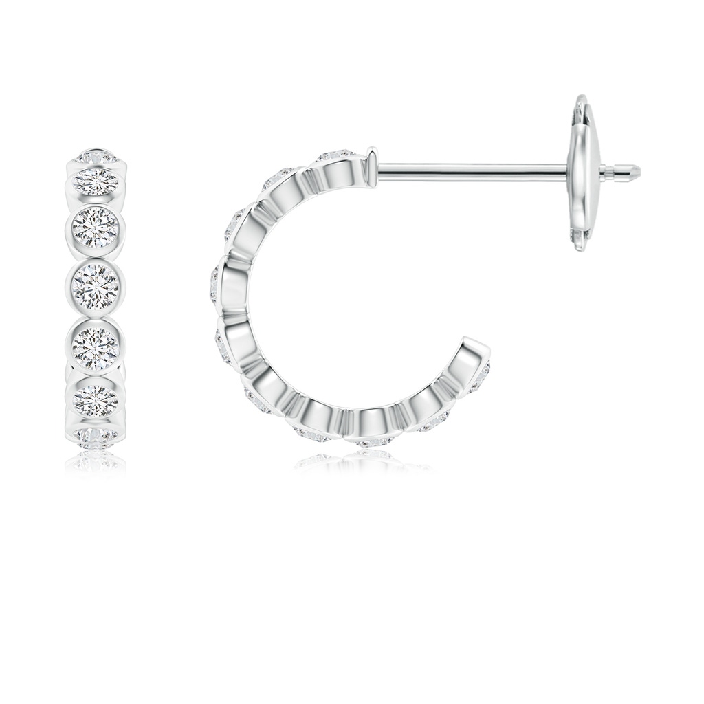 1.8mm HSI2 Bezel-Set Diamond Huggie Hoop Earrings in White Gold 