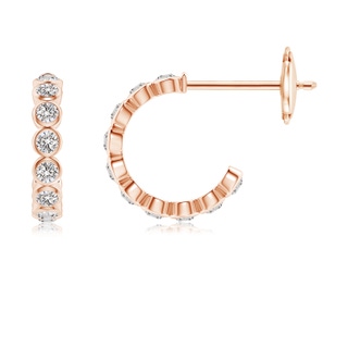1.8mm IJI1I2 Bezel-Set Diamond Huggie Hoop Earrings in Rose Gold