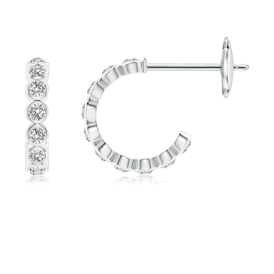 1.8mm IJI1I2 Bezel-Set Diamond Huggie Hoop Earrings in White Gold 