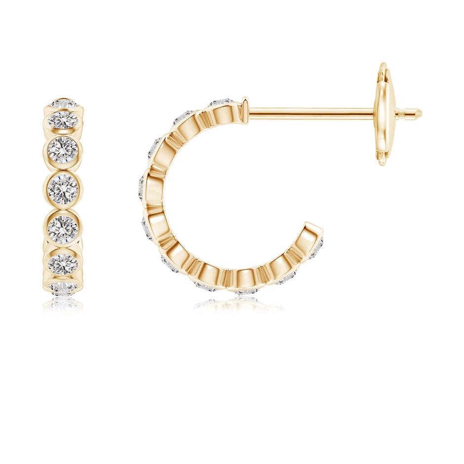 1.8mm IJI1I2 Bezel-Set Diamond Huggie Hoop Earrings in Yellow Gold 
