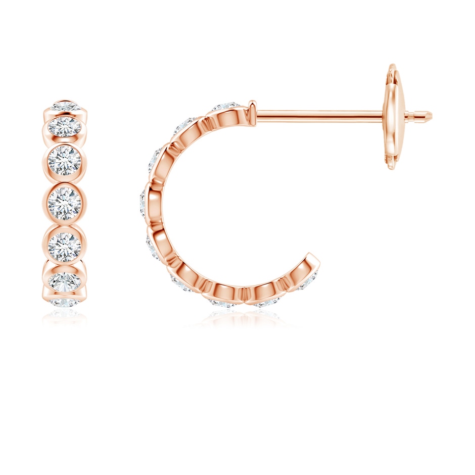 2.4mm GVS2 Bezel-Set Diamond Huggie Hoop Earrings in Rose Gold 