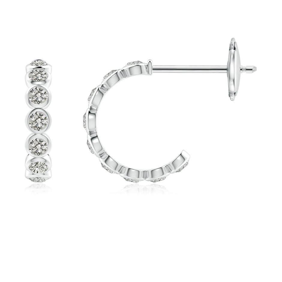 2.4mm KI3 Bezel-Set Diamond Huggie Hoop Earrings in White Gold 