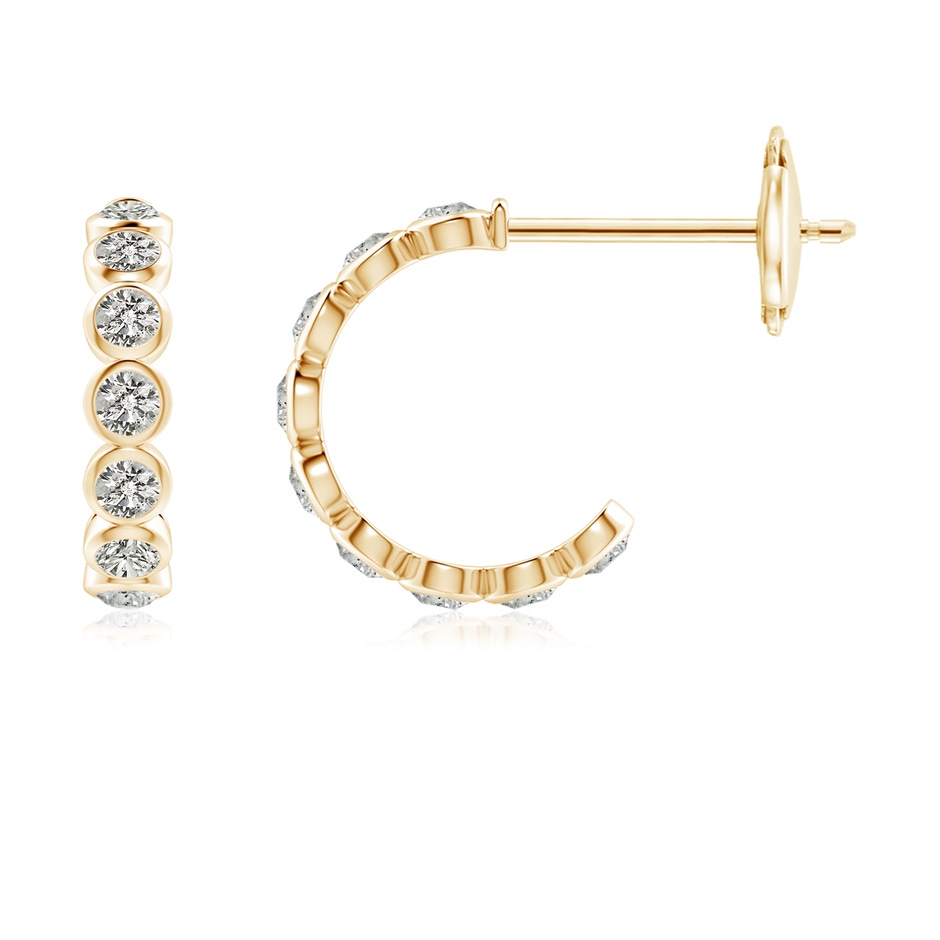 2.4mm KI3 Bezel-Set Diamond Huggie Hoop Earrings in Yellow Gold 