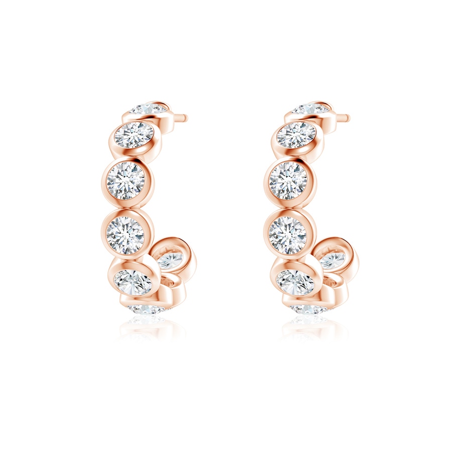 3.2mm GVS2 Bezel-Set Diamond Huggie Hoop Earrings in Rose Gold side 199