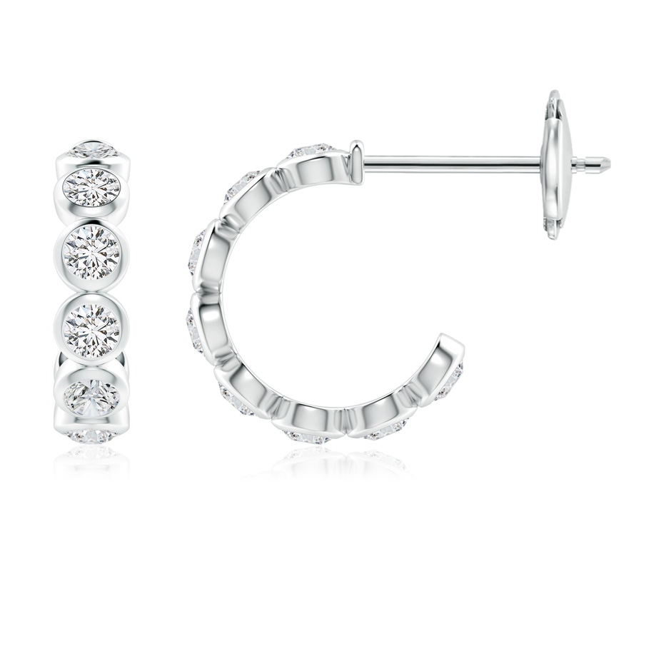 3.2mm HSI2 Bezel-Set Diamond Huggie Hoop Earrings in White Gold 