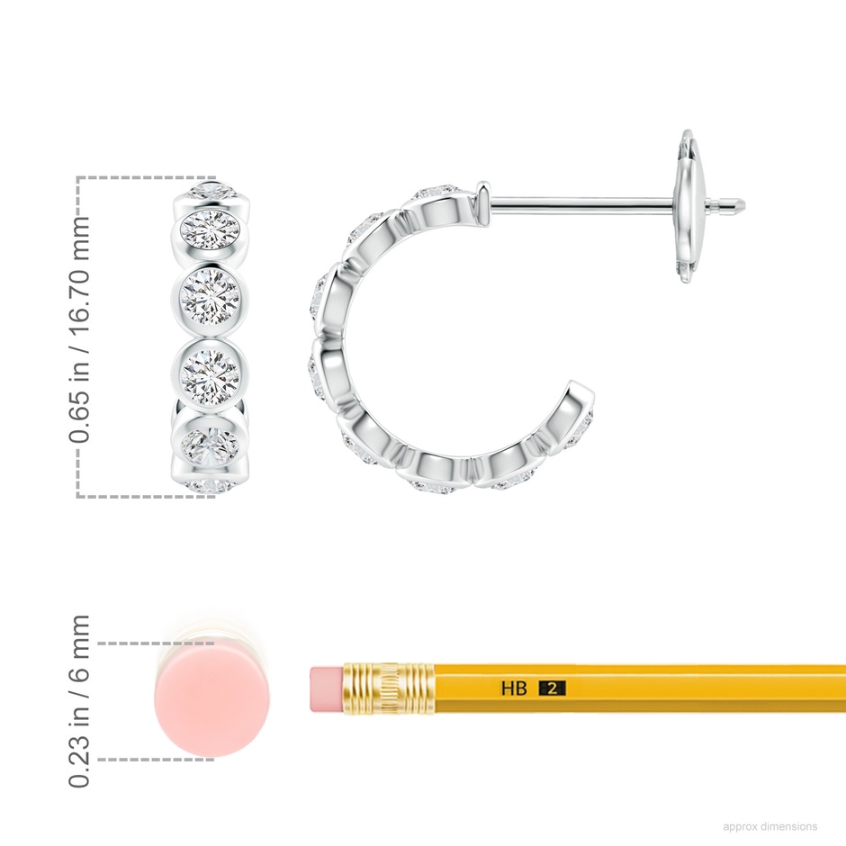 3.2mm HSI2 Bezel-Set Diamond Huggie Hoop Earrings in White Gold ruler