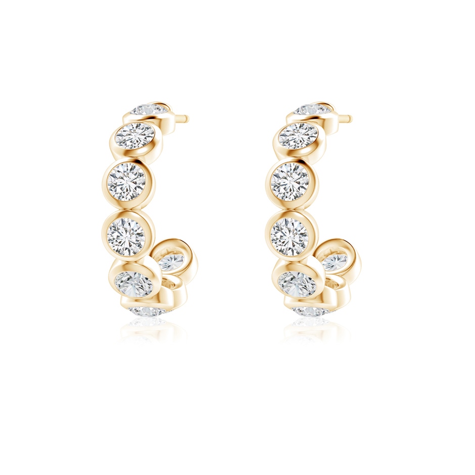 3.2mm HSI2 Bezel-Set Diamond Huggie Hoop Earrings in Yellow Gold side 199