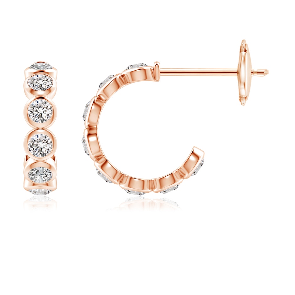 3.2mm IJI1I2 Bezel-Set Diamond Huggie Hoop Earrings in Rose Gold 
