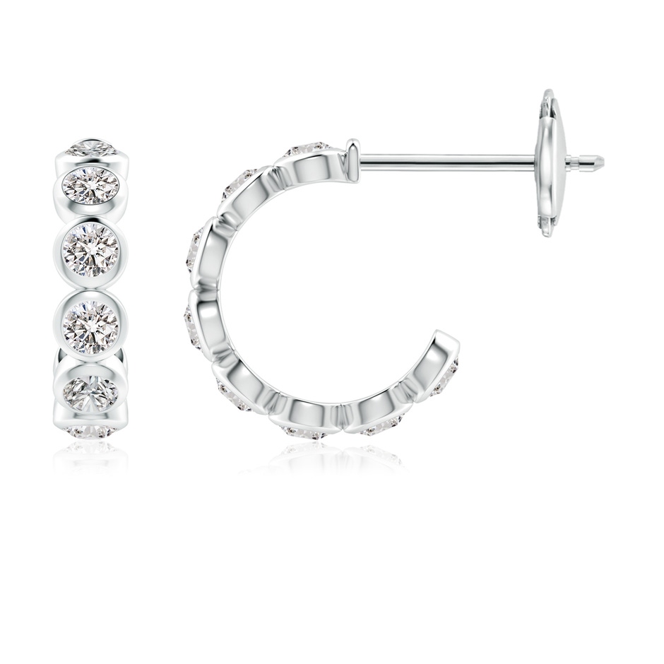 3.2mm IJI1I2 Bezel-Set Diamond Huggie Hoop Earrings in White Gold 