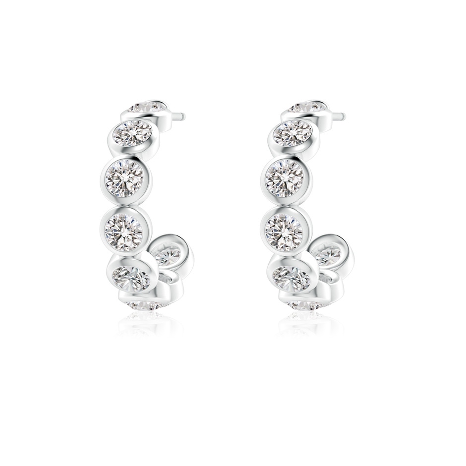 3.2mm IJI1I2 Bezel-Set Diamond Huggie Hoop Earrings in White Gold side 199