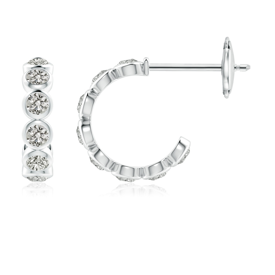 3.2mm KI3 Bezel-Set Diamond Huggie Hoop Earrings in White Gold 