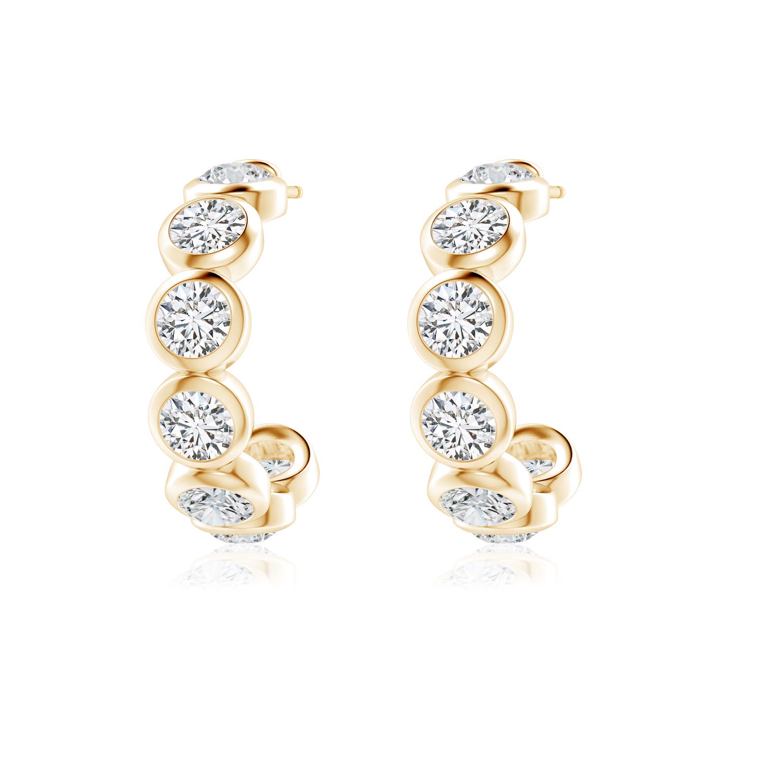 3.9mm HSI2 Bezel-Set Diamond Huggie Hoop Earrings in 18K Yellow Gold