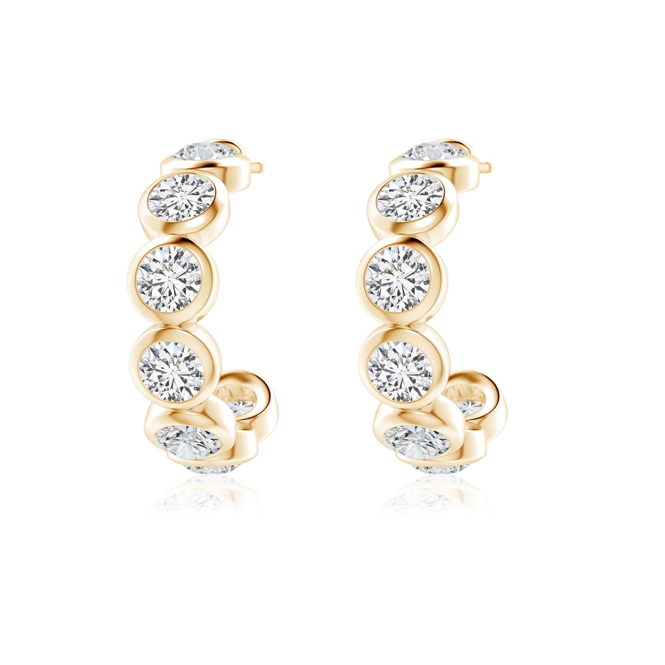 3.9mm HSI2 Bezel-Set Diamond Huggie Hoop Earrings in Yellow Gold side 199