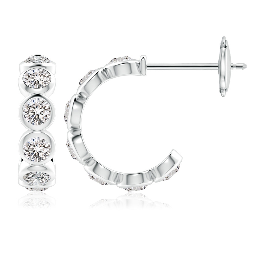 3.9mm IJI1I2 Bezel-Set Diamond Huggie Hoop Earrings in White Gold 