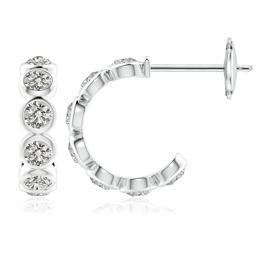 3.9mm KI3 Bezel-Set Diamond Huggie Hoop Earrings in White Gold 