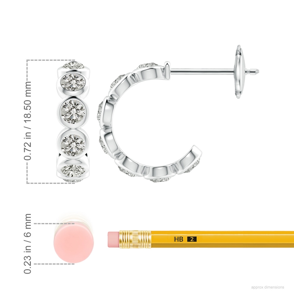 3.9mm KI3 Bezel-Set Diamond Huggie Hoop Earrings in White Gold ruler