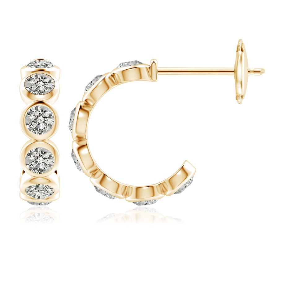 3.9mm KI3 Bezel-Set Diamond Huggie Hoop Earrings in Yellow Gold 