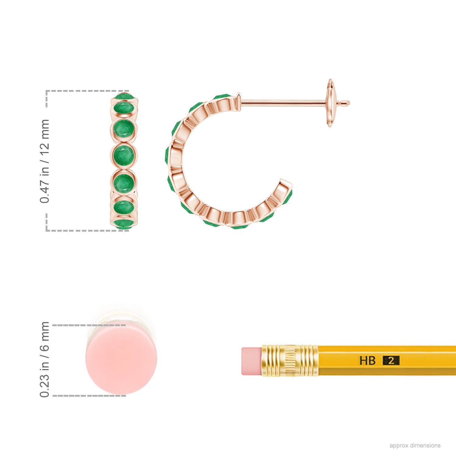 A - Emerald / 0.54 CT / 14 KT Rose Gold