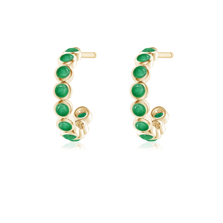 1.8mm A Bezel-Set Emerald Huggie Hoop Earrings in Yellow Gold side 199
