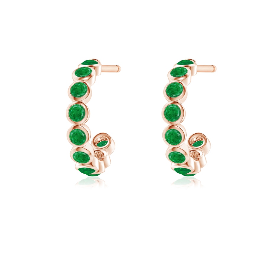 1.8mm AA Bezel-Set Emerald Huggie Hoop Earrings in Rose Gold side 199