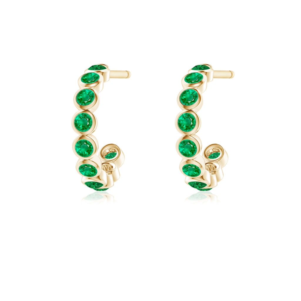 1.8mm AAA Bezel-Set Emerald Huggie Hoop Earrings in Yellow Gold Side 199