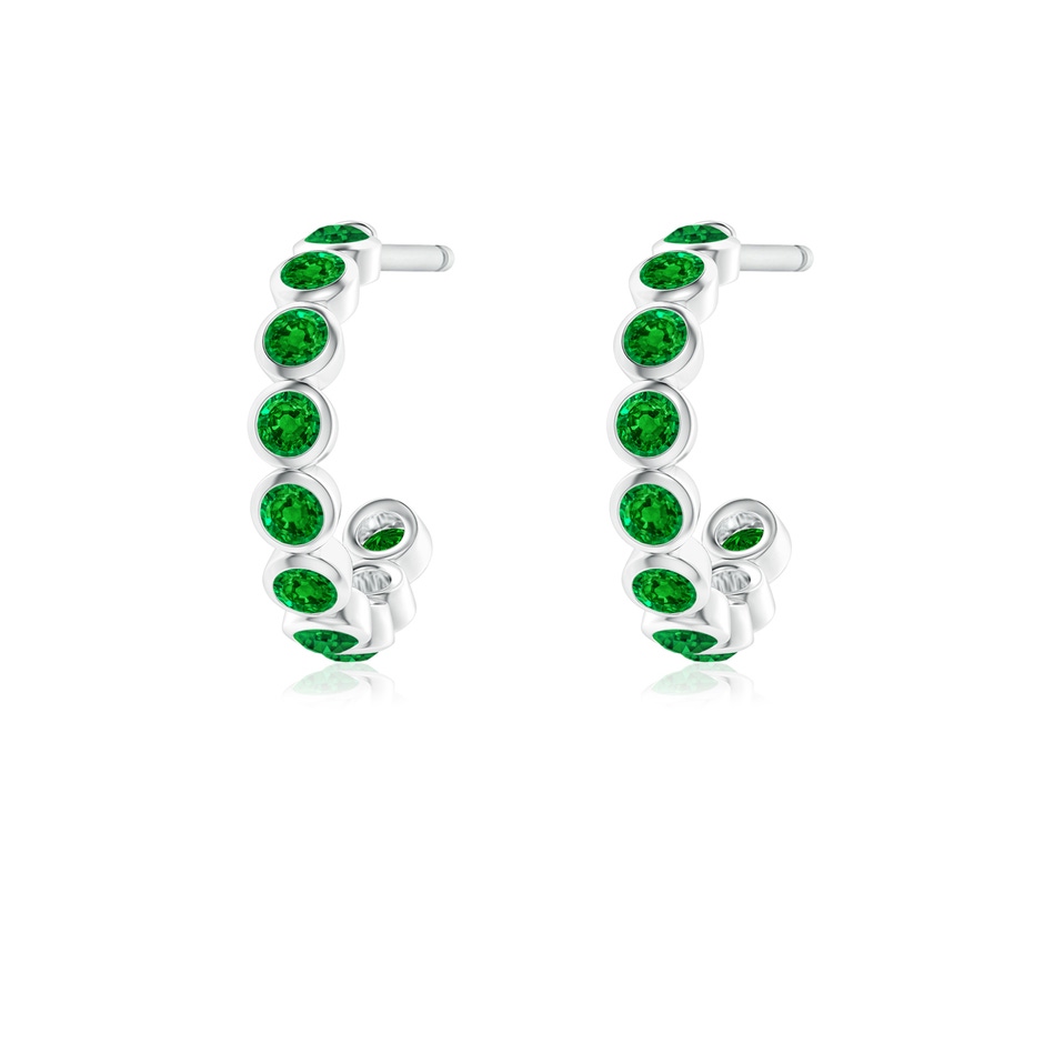 1.8mm AAAA Bezel-Set Emerald Huggie Hoop Earrings in White Gold side 199