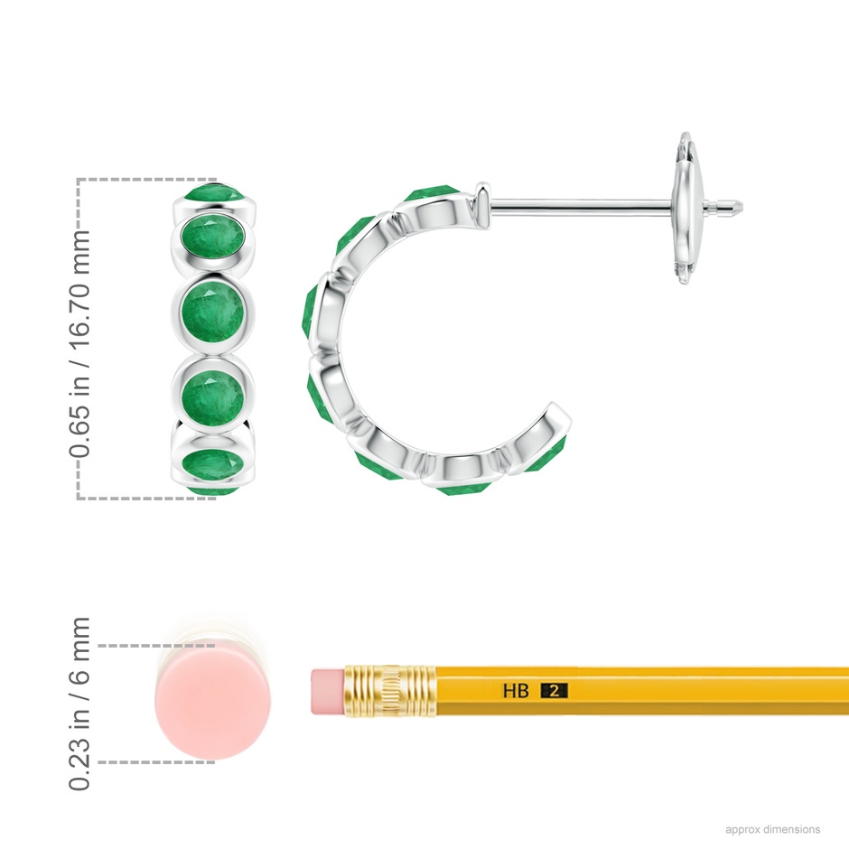 3.5mm A Bezel-Set Emerald Huggie Hoop Earrings in White Gold ruler