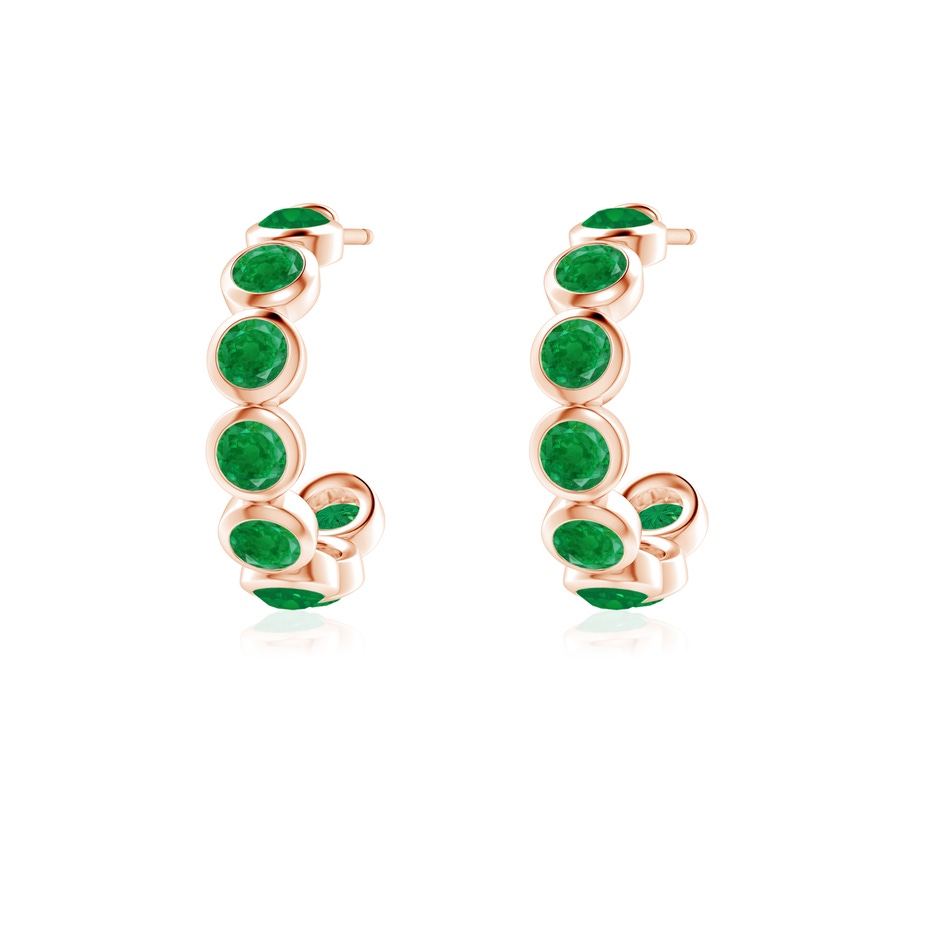 3mm AA Bezel-Set Emerald Huggie Hoop Earrings in Rose Gold side 199