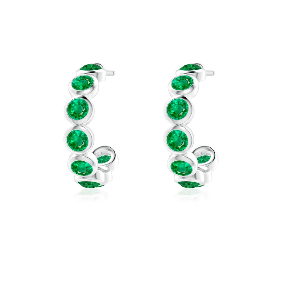 3mm AAA Bezel-Set Emerald Huggie Hoop Earrings in White Gold side 199
