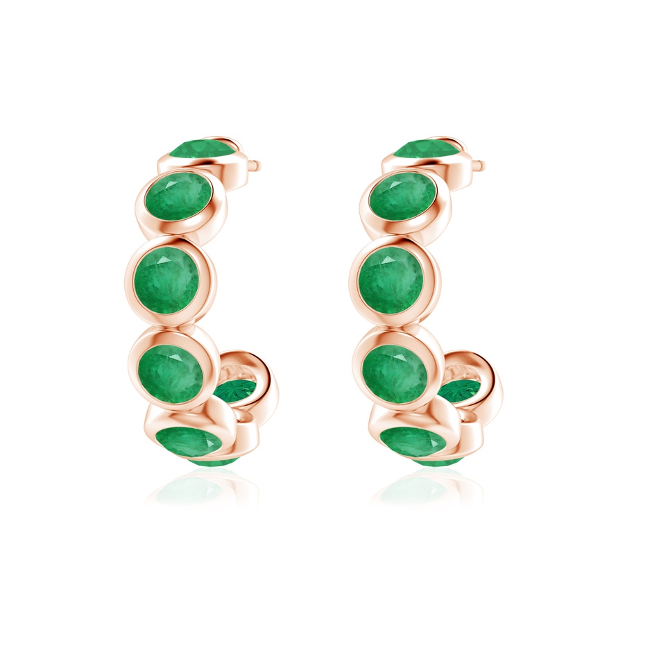 4mm A Bezel-Set Emerald Huggie Hoop Earrings in Rose Gold side 199