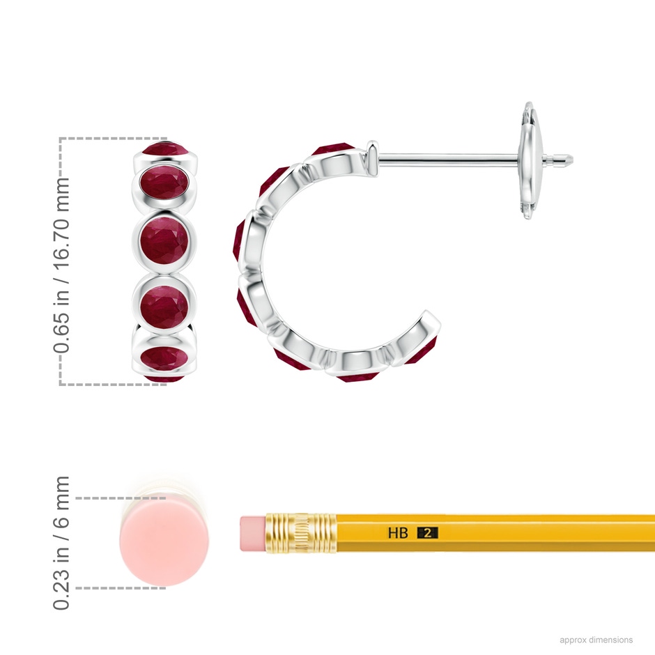 3.5mm A Bezel-Set Ruby Huggie Hoop Earrings in White Gold ruler