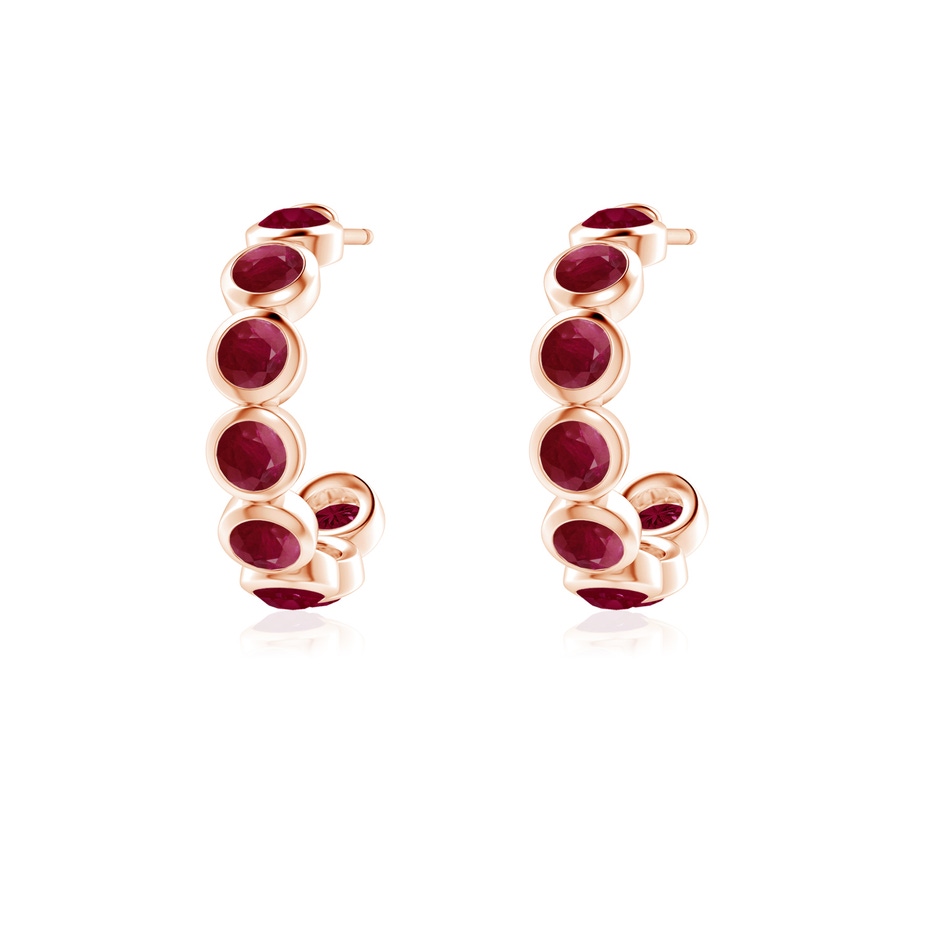 3mm A Bezel-Set Ruby Huggie Hoop Earrings in Rose Gold side 199