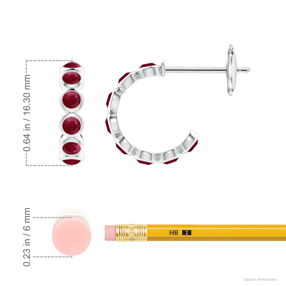 3mm A Bezel-Set Ruby Huggie Hoop Earrings in White Gold ruler