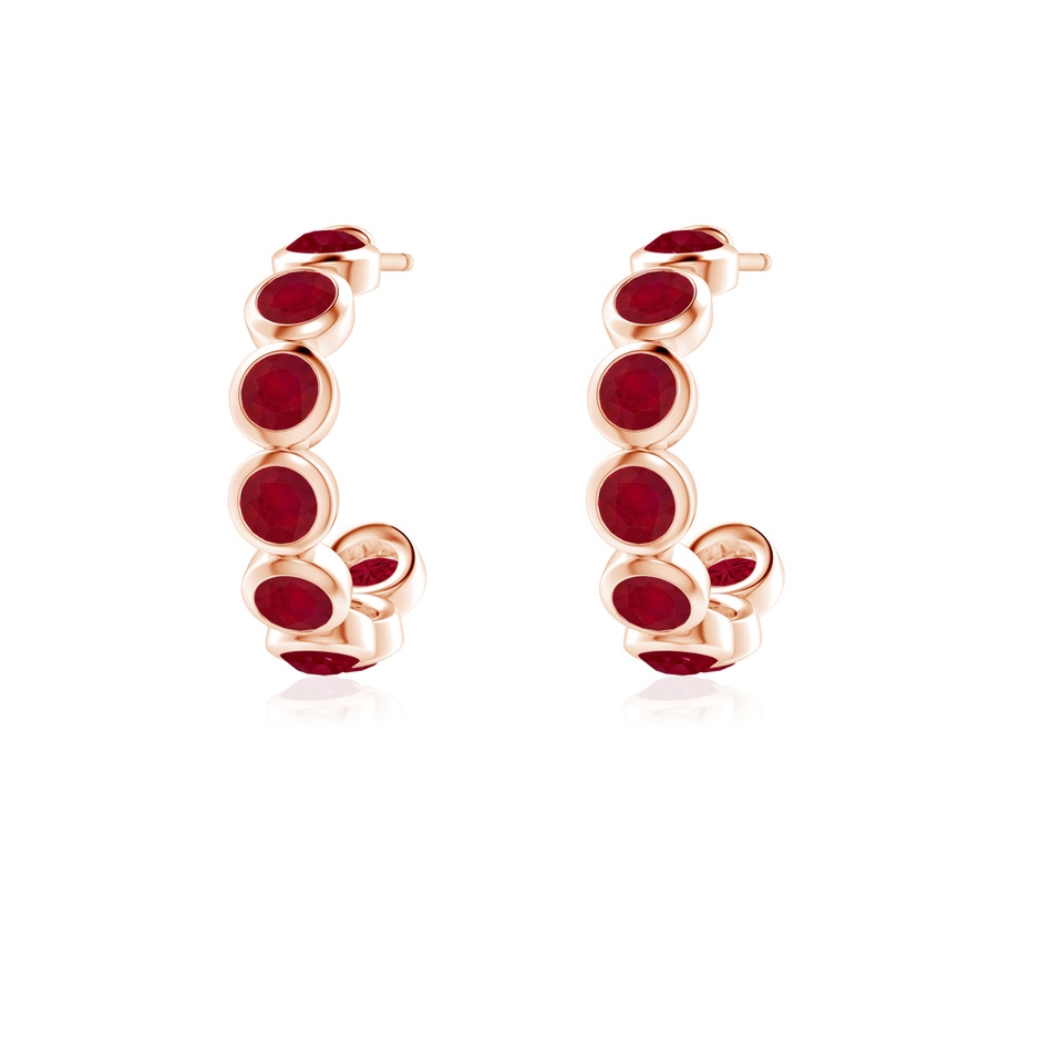 3mm AA Bezel-Set Ruby Huggie Hoop Earrings in Rose Gold side 199