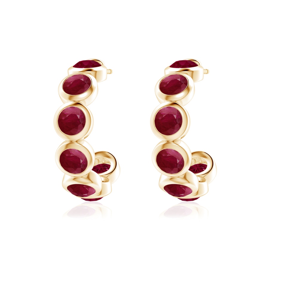 4mm A Bezel-Set Ruby Huggie Hoop Earrings in 18K Yellow Gold side 199