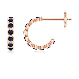Hoops Rose Gold Blue Sapphire Earrings