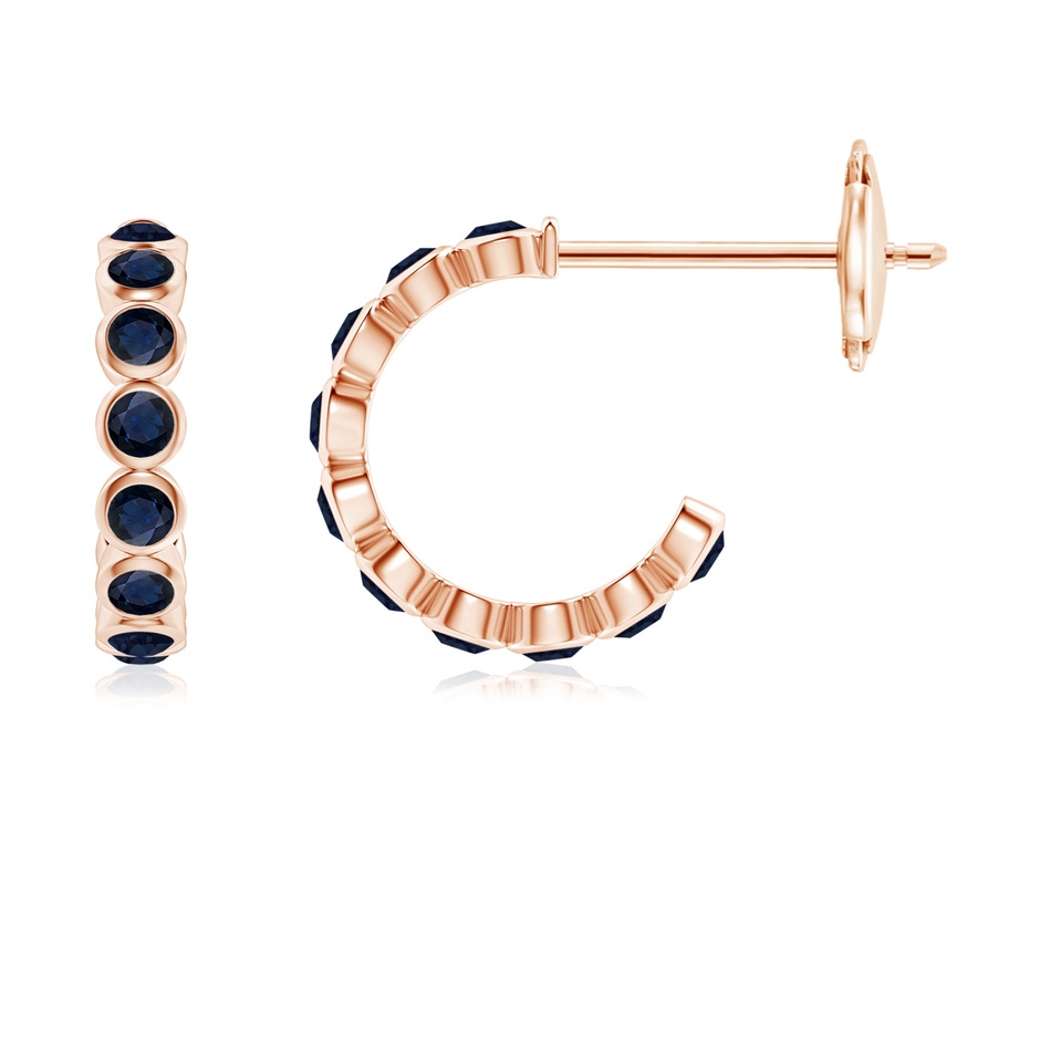 1.8mm A Bezel-Set Sapphire Huggie Hoop Earrings in Rose Gold 