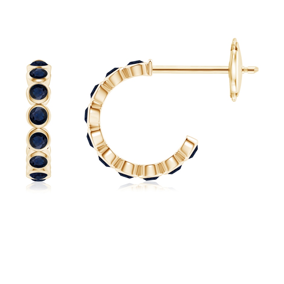 1.8mm A Bezel-Set Sapphire Huggie Hoop Earrings in Yellow Gold 