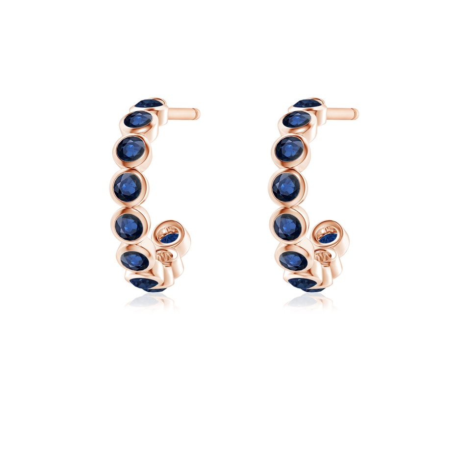 1.8mm AA Bezel-Set Sapphire Huggie Hoop Earrings in 18K Rose Gold side 199